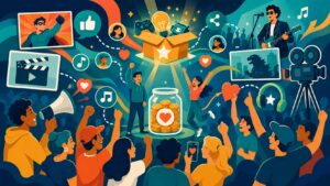 Illustrated Shark Ponds graphic about How Crowdfunding Became a Pop Culture Phenomenon