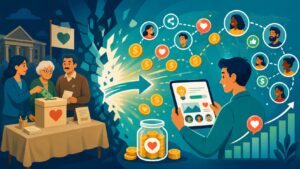 Illustrated Shark Ponds graphic about How Crowdfunding Is Disrupting Traditional Fundraising