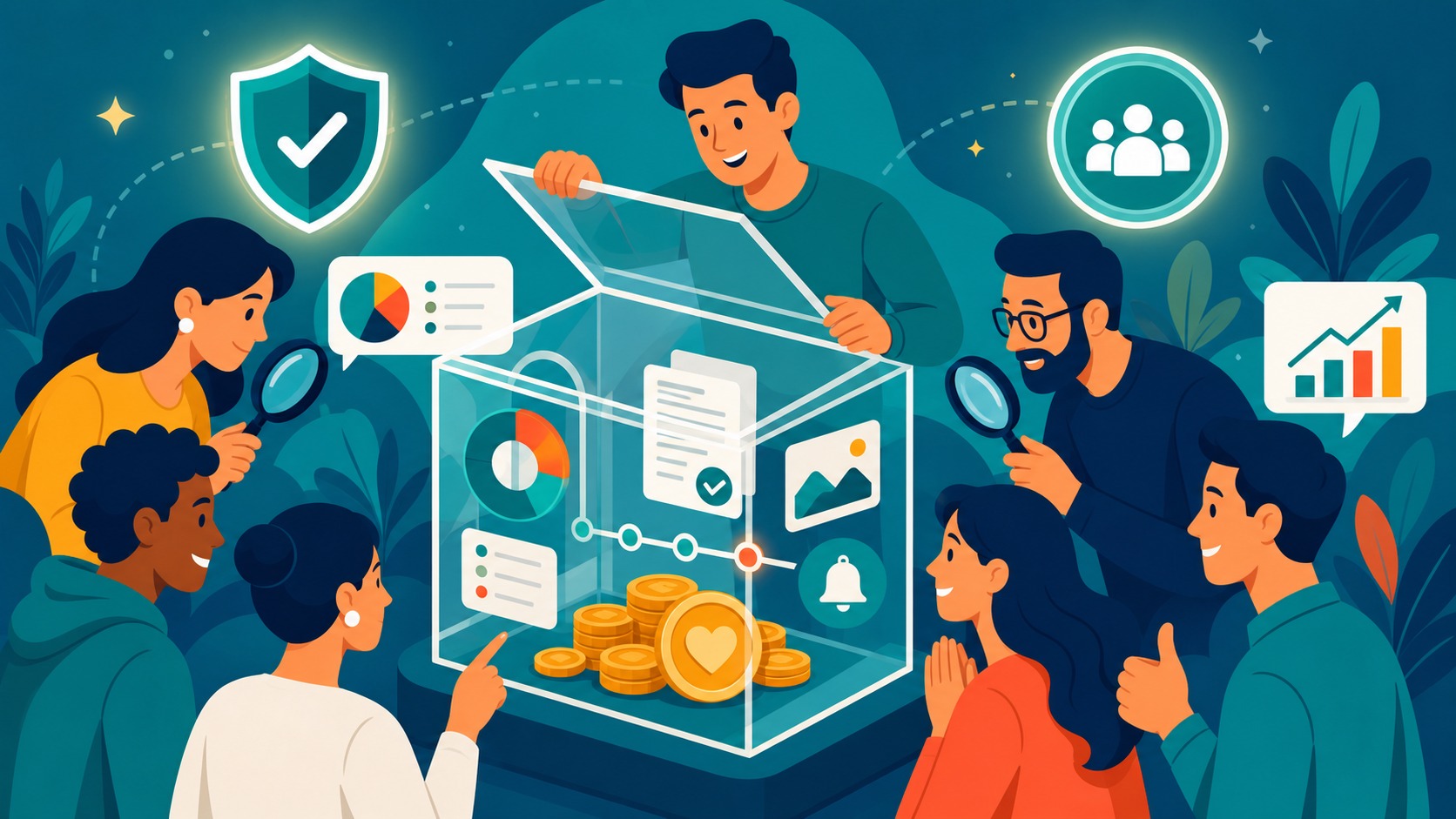 Illustrated Shark Ponds graphic about How Transparency Builds Credibility in Crowdfunding