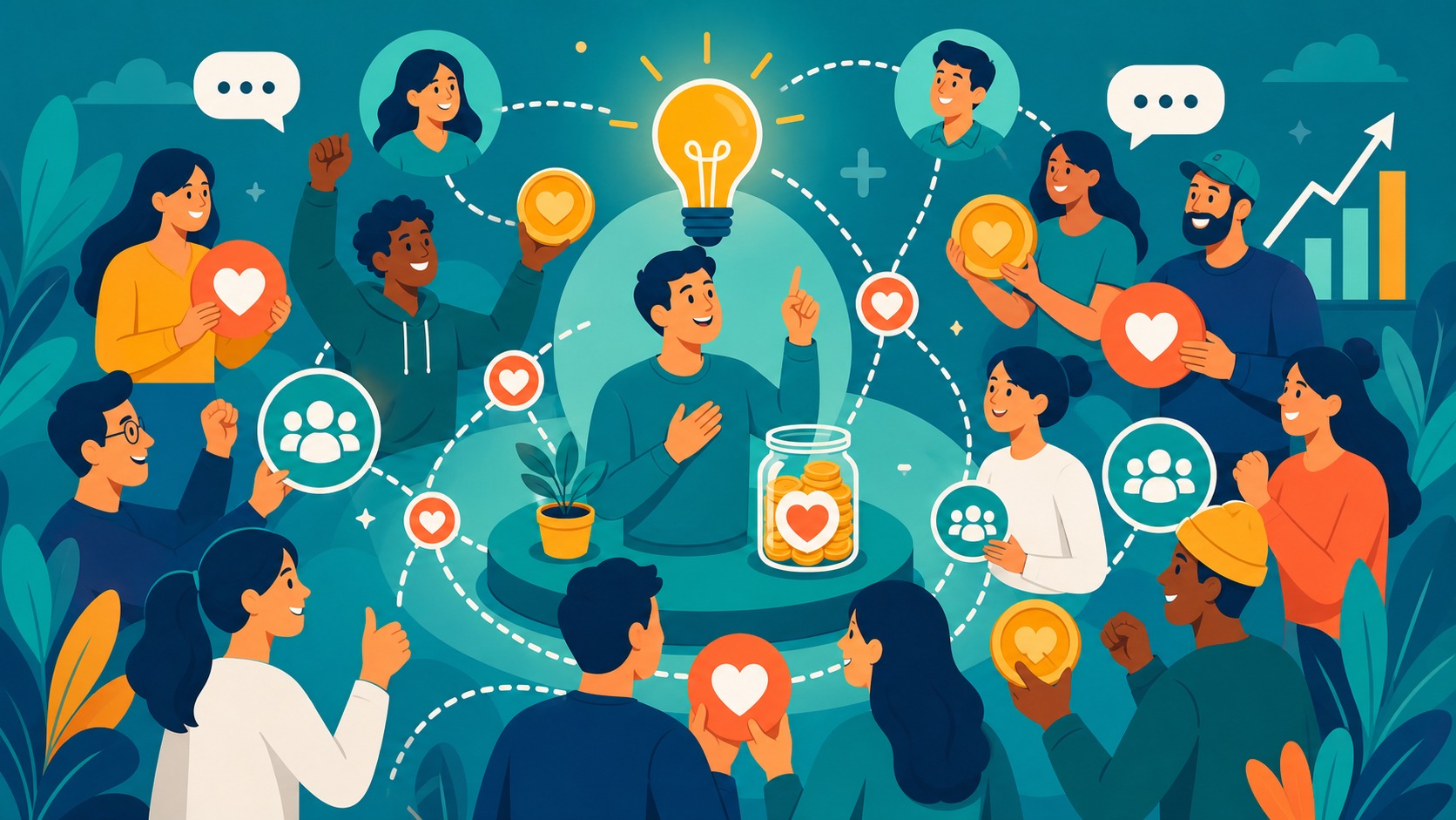 Illustrated Shark Ponds graphic about The Role of Community in Crowdfunding Success