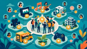 Illustrated Shark Ponds graphic about Top Industries Using Crowdfunding Today