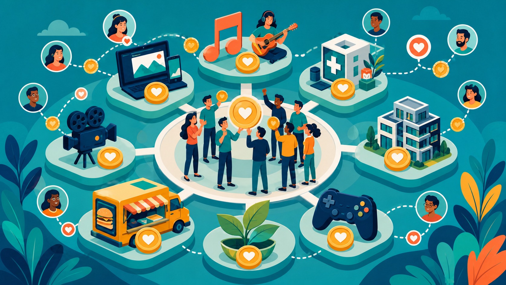Illustrated Shark Ponds graphic about Top Industries Using Crowdfunding Today