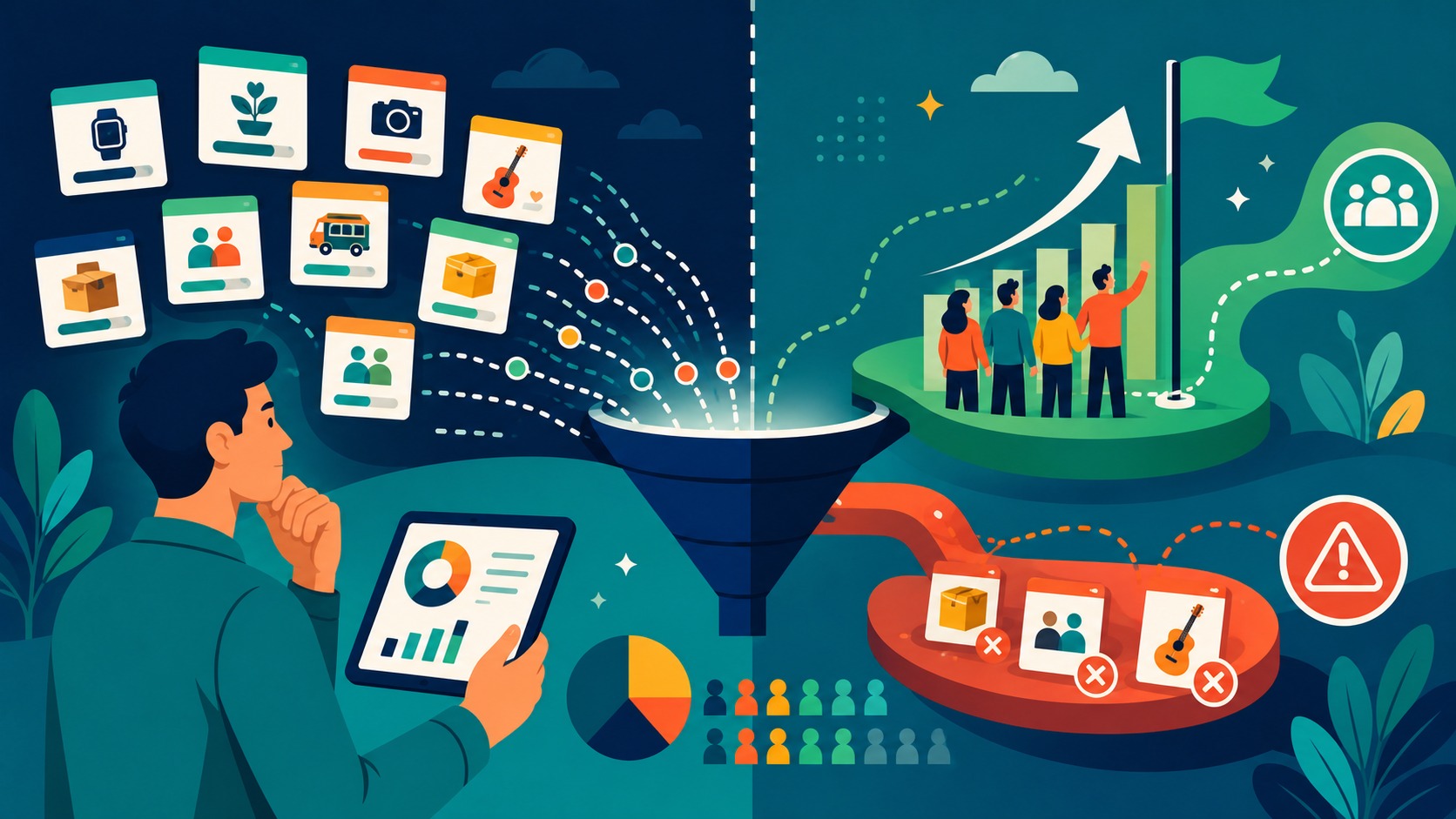 Illustrated Shark Ponds graphic about Understanding Crowdfunding Success Rates