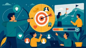 Illustrated Shark Ponds graphic about What Is a Campaign Goal and Why Does It Matter?
