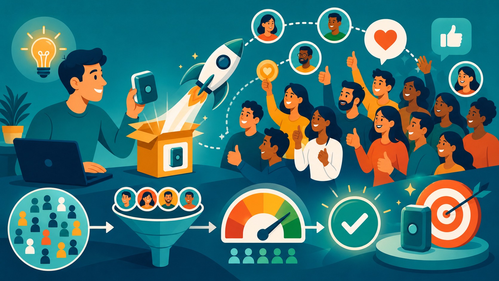 Illustrated Shark Ponds graphic about Why Crowdfunding Is a Test for Product-Market Fit